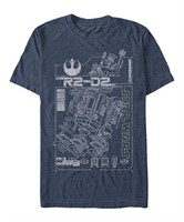 Star Wars Young Men's R2 Schematic T-Shirt, Navy