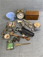 Box Lot of Various Antiques