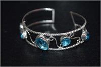 Sterling Silver Bracelet w/ Blue Stones