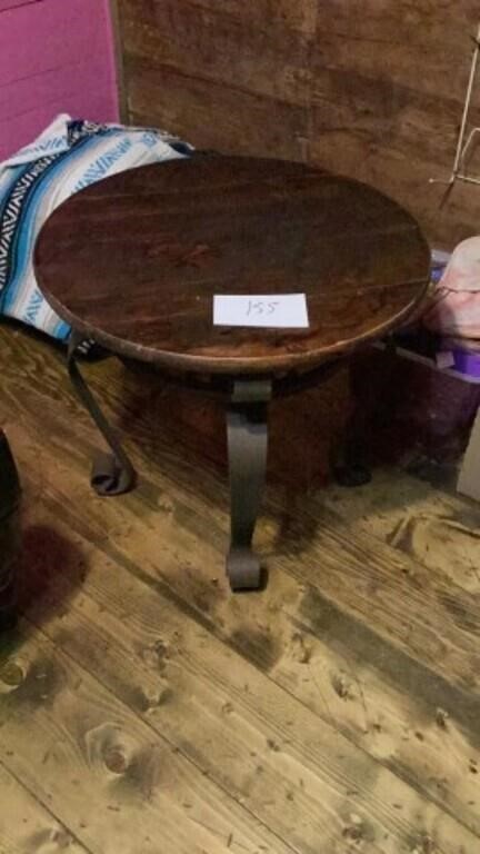 Heavy Metal Wood Top End Table 24 in Wide 22.5 in