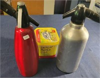 2 Vintage Selzer Bottles and CO2
