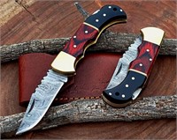 Damascus handmade Back Lock Folding Pocket knife
