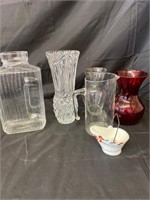 Cut Class Vase & pitchers