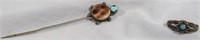 TURQUOISE STERLING HAT PIN & TURQUOISE BABY RING