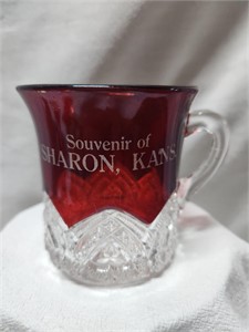 Souvenir Glass Mug Sharon KS