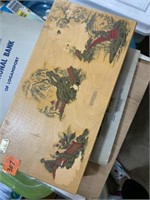 Lined Wooden box with Asian Design decal