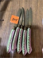 Knives Pink and Green Enamel Knife Set Small