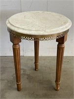 Vintage Marble Top Accent Table w/ Brass Detail