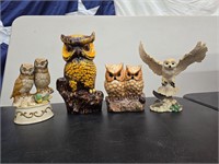 Vintage Owl Figurines Lot of 4