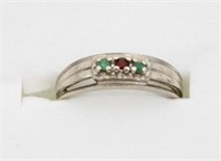 14k SYNTHETIC EMERALD & GARNET RING