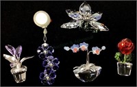 (5) Swarovski Mini Crystal Floral Figurines
