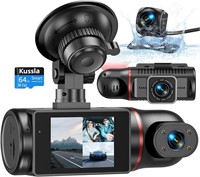 NEW $110 3 Channel Dash Cam Front & Rear Inside
