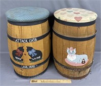 2 Barrel Seats Painted w/ Cats