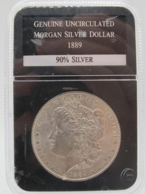 1889 MORGAN SILVER DOLLAR UNC MS60+ SHAPE
