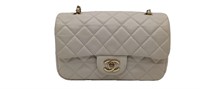 CC White Quilted Leather Half-Flap Purse