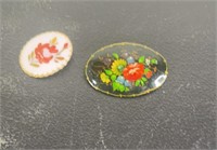 Vintage hand painted brooches