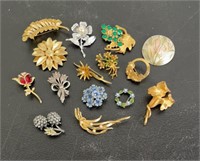Assorted floral brooches