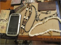 Misc. Lot-Leather Pouch Wallet,3 Necklaces, 1