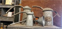 Vintage oil spout cans, funnel