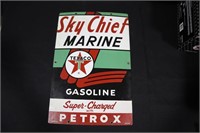 Texaco Sky Chief Marine porcelain metal sign dated