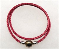 Pandora Woven Leather & Sterling Charm Bracelet