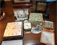 Vintage dresser clock and travel clock lot to