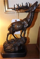 Figural Bronze Elk statue signed P.J. Mene 15