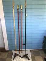 Flag poles and cast iron stands