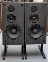 Pair of Ultraphase speakers on stands 14"x17"x36"