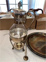 Vintage Silverplate Glass Coffee Tea Pot Carafe