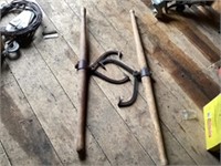 Two vintage ice tongs with handles, Very good