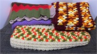 (3) crocheted afghan blankets