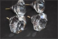 4 Large Beautifully Faceted Clear Door Knobs