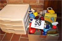 Box Lot Cleaning Supplies and Drawer Organizer