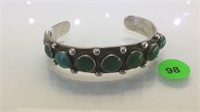 STERLING SILVER CUFF BRACELET WITH TURQUOISE