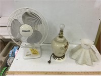 Fan, lamp & metal stand