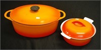 French Cousances orange cast iron casserole dish