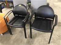 4 BLACK VINYL SIDE CHAIRS-STACKABLE