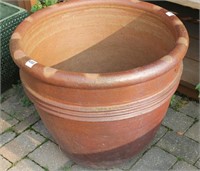 large clay jardiniere, 26" tall x 31" diameter,