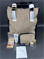 Estée Lauder Tan and Black Bag, Pouch and Products