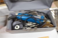 Blue Corded Grinder in Plastic Toolbox w/ Discs