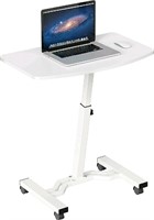 SHW, Mobile Laptop Stand Rolling Cart, White, 26"L