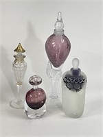 4 Art Glass Perfume Bottles