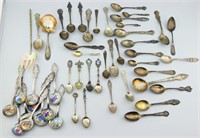 Group of Sterling & Silverplate Souvenir Spoons