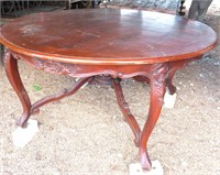 59" Round Antique French Dining Table, 30"h
