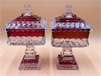 Westmoreland Ruby Glass Footed Candy Dishes