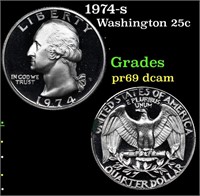 Proof 1974-s Washington Quarter 25c Grades GEM++ P