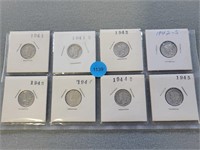 8-Mercury dimes, 1941-1945. Buyer must confirm all