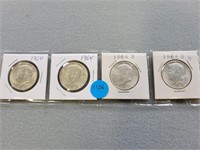 4-Kennedy halves, 2 are 1964 & 2 are 1964d. Buyer