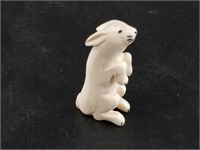 Old walrus ivory rabbit, of unknown origin, with a